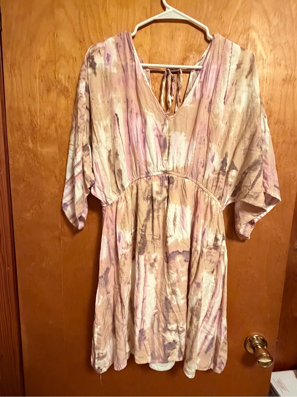 Staccato Pink & Taupe Tie-Dye V-Neck Tunic